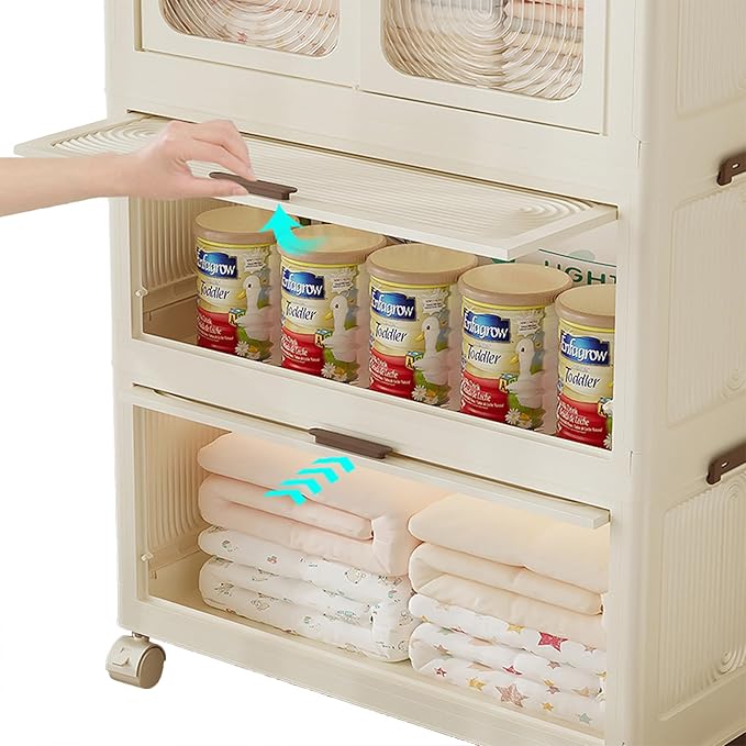 Portable Closet Wardrobe with Magnetic Doors, Foldable Armoire Wardrobe Closet with Hanging Rod, 4 Cubes and 10 Hangers, Free