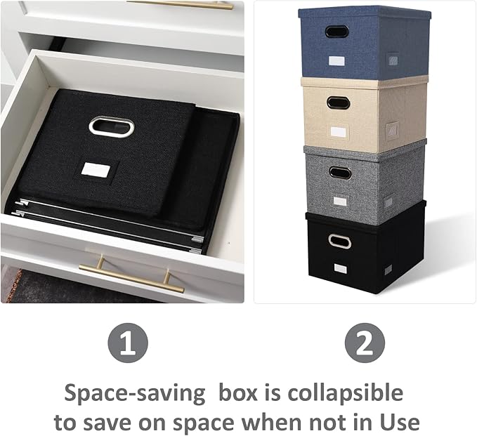 File Organizer Collapsible Storage Box for Office File Box with Lids Document Organizer for Office and Home Easy Slide Durabl