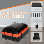 Car Roof Bag Rooftop Cargo Carrier Bag 15 Cubic Feet Waterproof for All Cars with/Without Rack, Includes Anti-Slip Mat, 8 Reinforced Straps, 6 Door Hooks, Storage Bag, Luggage Lock by MCCKLE