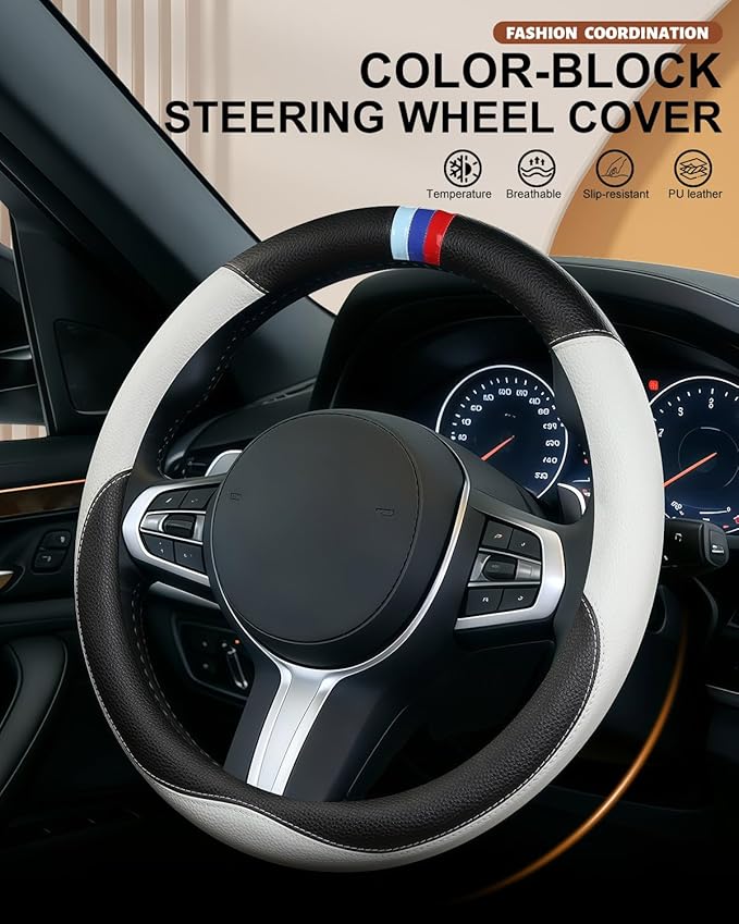 Customized Auto Car Steering Wheel Cover for X1 X2 X3 X4 X5 X6 X7 i3 i4 i5 i8 535i 740Li 335i M3 M4 M5 Z1 Z3 Z4 Z5 (Gray)