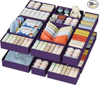 DIMJ Drawer Organizer Clothes - 20 Pack Closet Drawer Organizer Bins for Baby Clothes Storage, Fabric Dresser Organizer for N