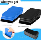 Gomake 20 Pack Vinyl Squeegee with 20PCS Felt Fabric for Tint Film Decal Squeegee Application Tool Vinyl Wrap Installation Wallpaper Smooth Tool (Black and Blue, 20)