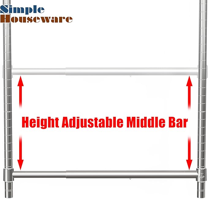 Simple Houseware Adjustable Closet Hanging Rod, Chrome