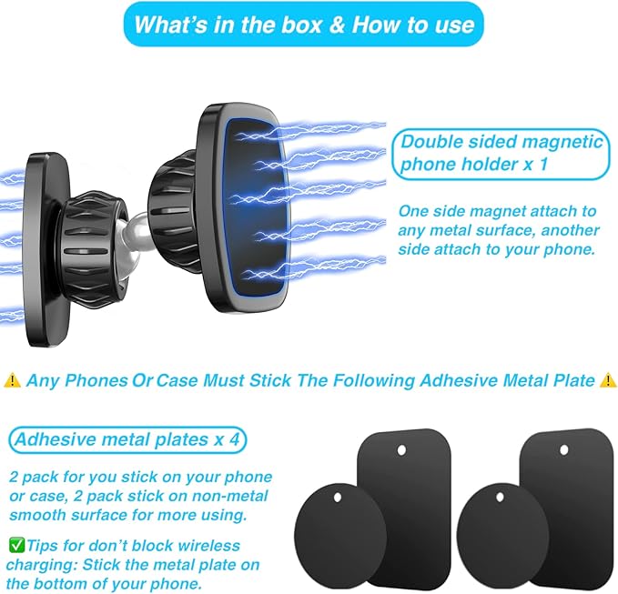 Dual Magnetic Phone Holder Mount for Gym, [Upgraded Metal Joint] Gym Magnetic Phone Holder [Pocket Size] Compatible with All Smartphones