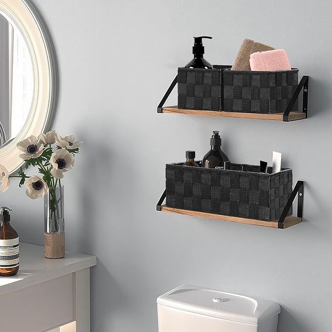 Posprica Small Baskets for Organizing(7 Set) Woven Storage for Shelves, Bathroom, Decorative Closet Organizer, Dresser Bins, 