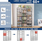 Mavivegue 3 Row 12 Tiers Shoe Rack, Large Storage Space, Metal Shoe Rack Organizer for Entryway, Closet, Bedroom, Garage,Blac