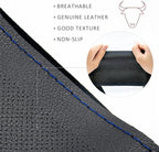AUTOXBERT 38cm/15inch Genuine Leather DIY Steering Wheel Cover Soft Hand Sewing On Wrap Cover with Needles Thread fit for VW 