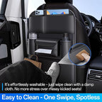 Backseat Car Organizer Leather Back of Seat Car Organizers for Kids Drivers Waterproof Kick Mats Seat Back Protector with Large Capacity 6 Storage Pockets