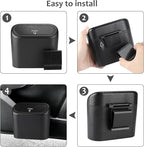 Accmor Car Trash Can with Lid, Mini Vehicle Trash Bin Portable Car Dustbin Garbage Organizer Holder with One Roll Trash Bag, Small Hanging Leakproof Auto Storage Bag Container (Carbon Fiber)