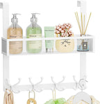 SWTYMIKI Over The Door Hook with 16 Hooks & Mesh Baskets - Heavy Duty Over The Door Organizer Hanger for Towels, Coats, Cloth