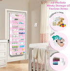 Over The Door Organizer 6 Tiers, Extra Large Behind Door Storage of 12 Compartments, 80 lbs Weight Capacity Hanging Storage O