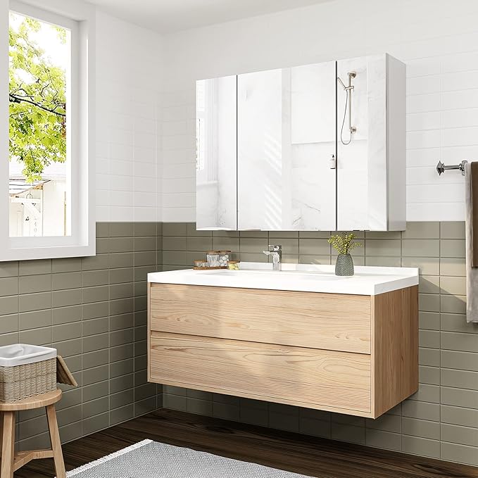 DICTAC Bathroom Medicine Cabinet with Mirrors 31.5x23.62 Inch Storage Cabinet with Mirror Wall Mounted Bathroom Mirror with A