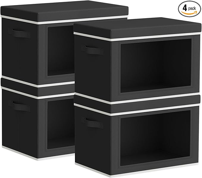 Homsorout Storage Bins with Lids - Small Fabric Organizers with Window, Collapsible Storage Bins for Clothes, Decorative Clos