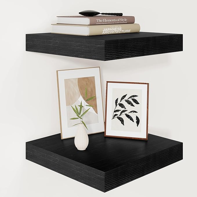 Vivelove 2" Thick Floating Shelves for Wall 12 Inches Long, 12" Deep Wall Shelves, for Bedroom, Bathroom, Living Room, Kitche