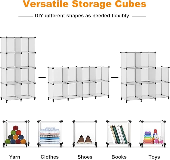 AWTATOS 8 Cube Storage Organizer, Closet Organizer Storage Shelf, Bookcase Bookshelf, DIY Stackable Storage Cubes Shelves for