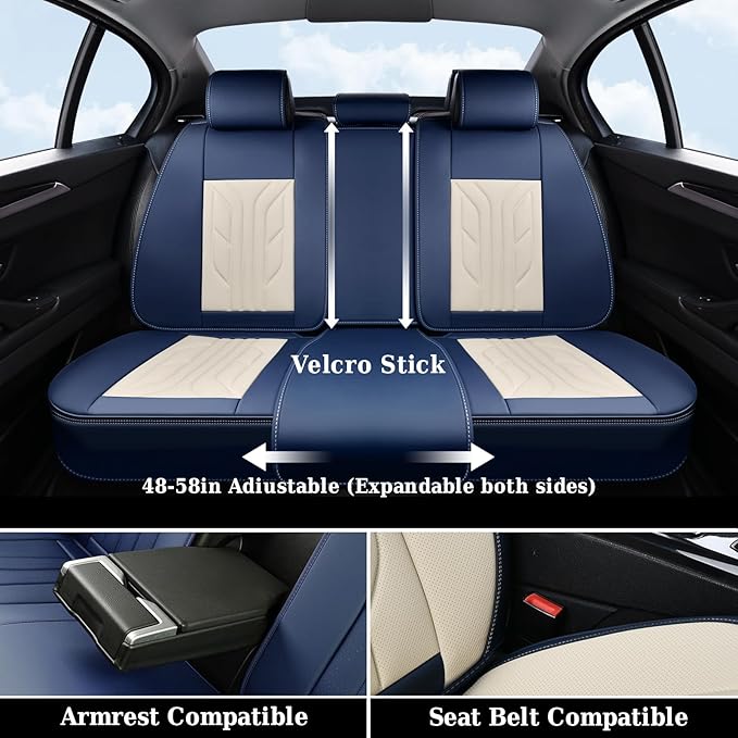 Coverado Car Seat Covers Full Set, Leather Seat Covers for Cars, Automotive Seat Covers Car Seat Protectors Car Accessories U