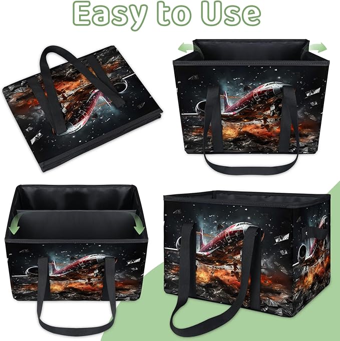 Reusable Grocery Bags Heavy Duty Shopping Bags Foldable Large Tote Bags with Long Handles & Hard Bottom