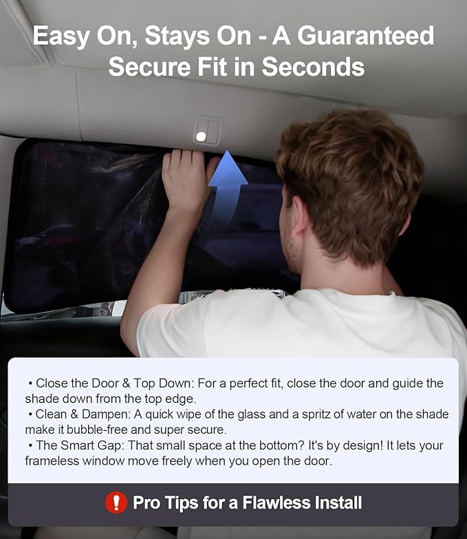 Tesla Model Y 2020-2024 Side Window Sunshade for Privacy | UV & Heat Protection, Easy Static Cling Installation | Semi-Transparent Covers for Daytime Driving | Not for 2025 2026 Juniper