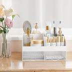 Makeup Organizer with Drawers, Cosmetic Storage for Dresser Vanity and Bathroom Countertop, Beauty Holder for Lipstick Brush,