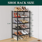 Smiry Small Bamboo Shoe Rack 5-Tier, Stackable Wooden Shoe Organizer for Entryway & Closet, Free Standing Wood Shoe Storage S