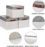 HNZIGE Large Storage Baskets for Shelves(3 Pack) Fabric Storage Toy Baskets with Handles, Decorative Foldable Storage Bins fo
