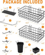INCLY 30PCS Peg Board Organizer Accessories Kit, Pegboard Hooks Assortment with Bins, Cups, Wire Baskets and Paper Towel Hold