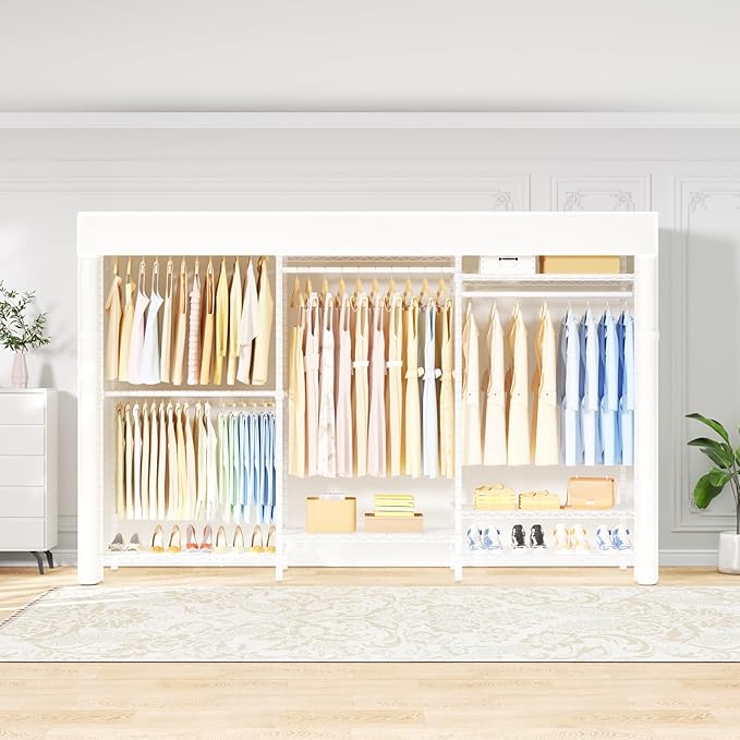 Ulif E13C Pro Heavy Duty Closet Organizer System，Freestanding Clothing Racks for Hanging Clothes，Adjustable Garment Rack 75" 