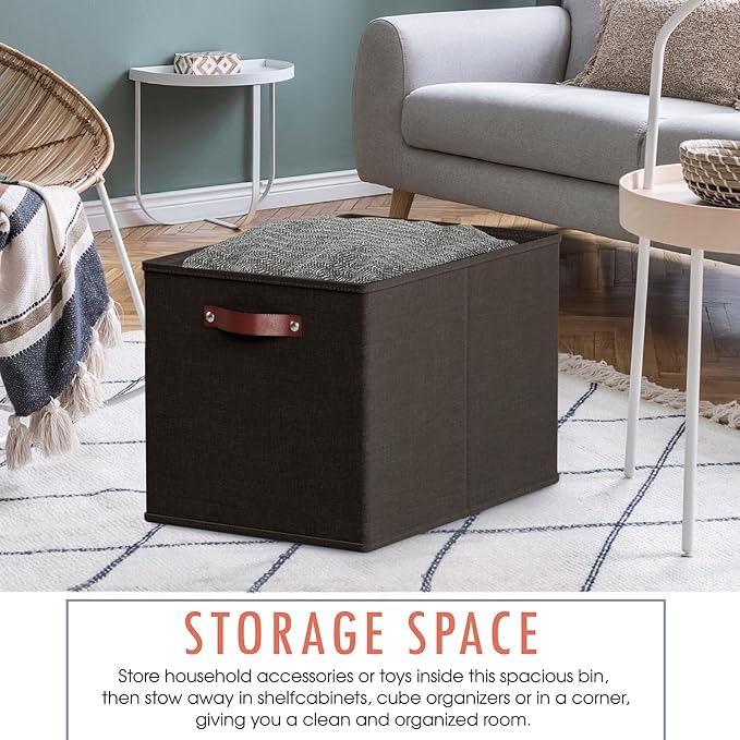 Ornavo Home 13 x 15 x 13 Kallax Storage Cube Bins, Foldable Collapsible Fabric Storage Bins Box Linen Shelf Basket Cube Organ