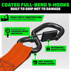 Rhino USA Retractable Ratchet Straps (4-Pack) - 1 Inch x 10 Feet (1,209lb Break Strength) - Auto Self Retracting Tie Down Straps for Truck, Cargo Trailer, Motorcycle, ATV, UTV - Orange