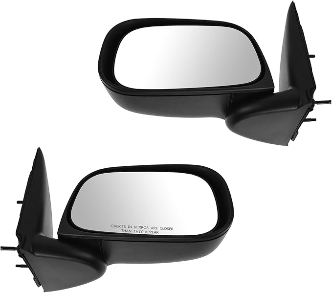 TRQ 2 Piece Driver and Passenger Side Mirror Assembly Set Manual Adjustment Non-Heated No Memory Textured Compatible with 200