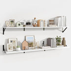 Axeman 55 Inch Floating Shelves | 8 Inch Deep White Wall Shelves Set of 2 | 55" W x 8" D Rustic White Wood Shelves for Bathro