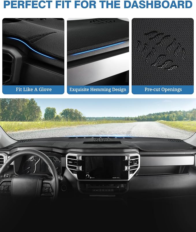 FIILINES Dash Cover for 2022-2026 Toyota Tundra, Dashboard Mat Accessories Dash Cover Sunshade Nonslip Mesh Protector No Glar