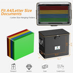 File Organizer with Lock,Fireproof Document Box,Hard Safe Box Includes 10 Hanging File Folders for Letter Size,Filing Cabinet