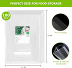 Bonsenkitchen Precut Vacuum Sealer Bags, 100 Gallon 11" x 16" Food Sealer Bags, Food Grade, BPA Free, Heavy Duty, Customized 