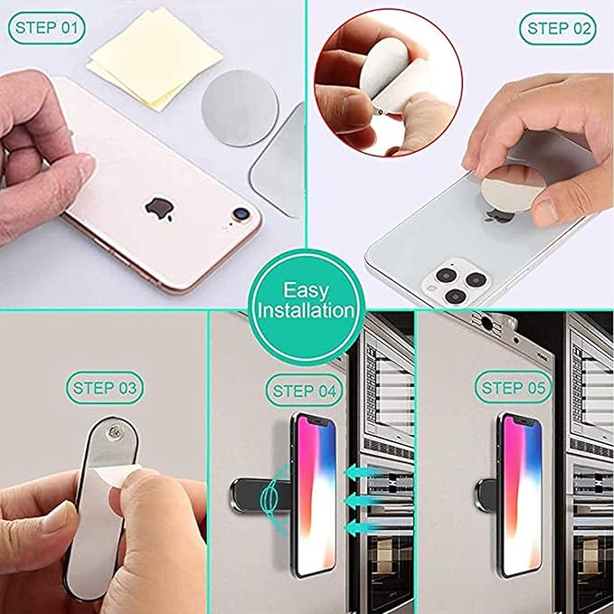 SALEX Flat Magnetic Phone Mount 3 Pack. Silver Cell Phone Holder for Car Dashboard, Wall, Truck. Universal Stick on iPad Wall Magnet Mount Kit for Tablets, Smartphones. Magnetic Phone Mount for iPhone