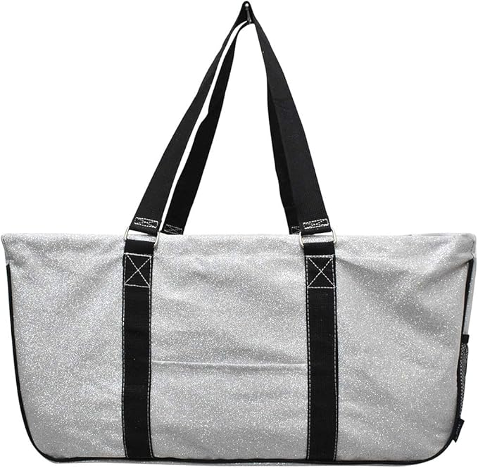 NGIL Extra Large Utility Tote Reusable Grocery Bag Oversized Collapsible for Groceries, Storage, Picnic, Beach (Silver Glitter- Silver)