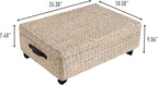happimess BSK1006D Chett 26.38" Minimalist Hand-Woven Hyacinth/Wood Underbed Storage Bin with Wheels and Handles, White Wash/