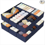 DIMJ Drawer Organizers Clothes, Set of 12 Dresser Organizer Bins, Fabric Closet Organizers and Storage, Shallow Drawer Divide
