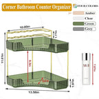 SUNZOS Bathroom Counter Organizer, Corner Vanity Cosmetic Storage with Makeup Brush Holder, Countertop Organizers for Dresser