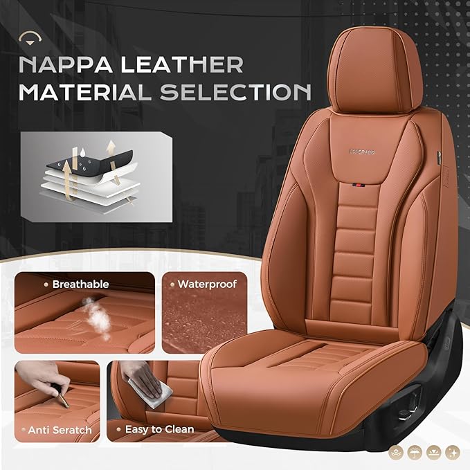Coverado Car Seat Covers, Front Covers for Cars, Car Seat Cover Front Seats, Automotive Seat Cover, Waterproof, Leather Car S
