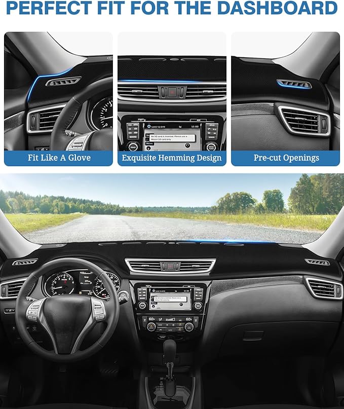 FIILINES Dash Cover for Nissan Rogue 2014-2020, Dashboard Mat Cover Rogue Accessories Sunshade Nonslip Mesh Protector No Glar