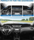 FIILINES Dash Cover for Nissan Rogue 2014-2020, Dashboard Mat Cover Rogue Accessories Sunshade Nonslip Mesh Protector No Glar