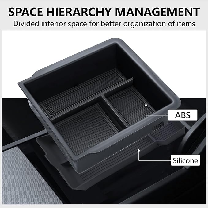 3 Piece Center Console Organizer Tray for Tesla Model 3 Highland 2024 2025 Model Y Juniper 2025 Armrest Storage Box Tesla Interior Accessories