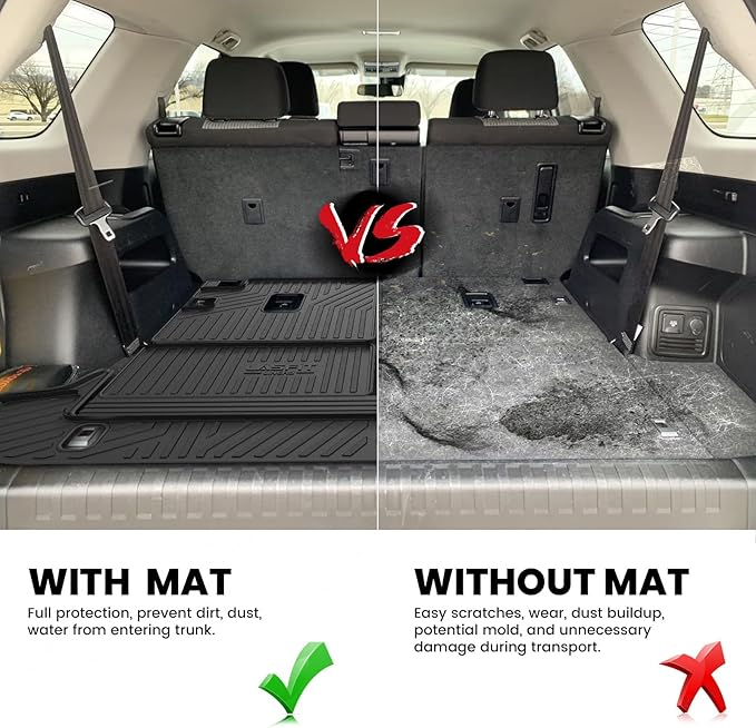 LASFIT Cargo & Backrest Mats for Toyota 4Runner 2010-2024 (Only for 7 Seats), All Weather Custom Fit Cargo Liner for Toyota 4 Runner 2025 TPE Mats Seatback Mat & Trunk Mat, Black