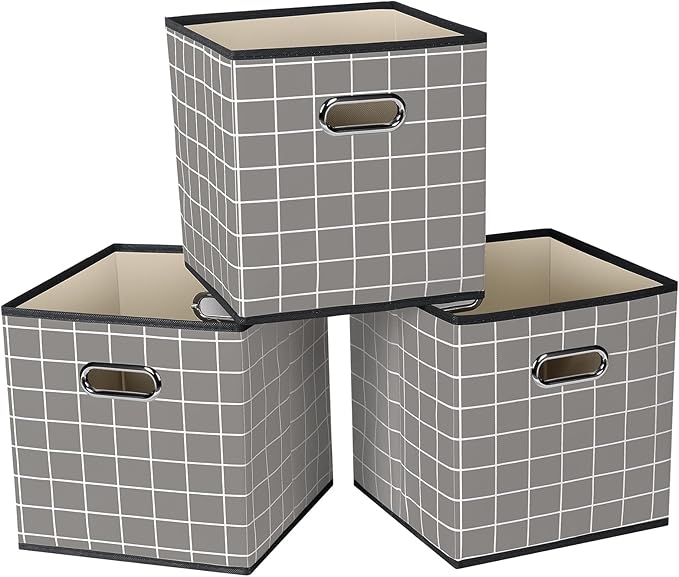 STOREONE Fabric Storage Bins Cubes Baskets Containers-(11X11X11) with Dual Handles for Shelf Closet, Nursery Home ， Bedroom O