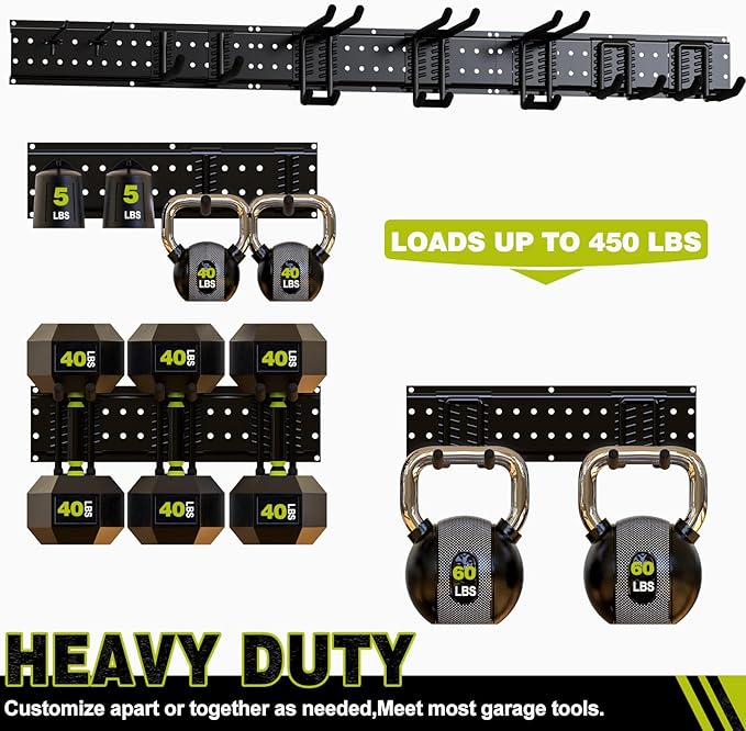 NattyDot Garage Tool Organizer Wall Mount 49.5inch with 9 Hooks Ski Rack for Garden Shovel Holder Garage Wall Organizer Wall 