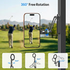 OMOTON CV08 Magnetic Golf Cart Phone Mount with [1/4” Screw + 5.6” Extendable Arm], 360° Rotatable Holder, Strong Magnets for iPhone & Samsung, Fits EZ-GO/Club Car, Includes Pouch & Strap (Black)