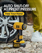 KeenPower Cordless Tire Inflator Portable Air Compressor, 160PSI Car Tire Air Pump, 21V Rechargeable Battery Powered Air Compressor, Dual Power, Larger HD Digital Gauge w/4+N Smart Modes (Yellow)