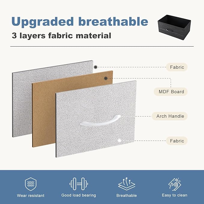 DUMOS 9 Drawer Dresser for Bedroom, Fabric Storage Organizer with Sturdy Metal Frame, Wooden Top Chest of Drawers for Closet 