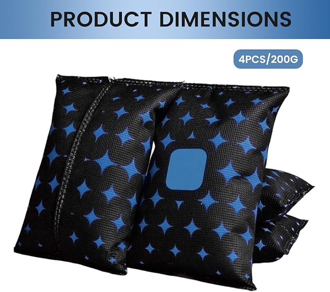 Car Dehumidifier Bags, 4 Pack Reusable Silicone Desiccant Bag with Color Indicator Silica Gel Packets for Windshield Fog &